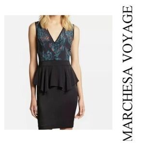 Marchesa‎ Voyage Peplum Dress 100% Silk Size 4